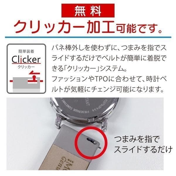 ★CASSISアリゲーター時計ベルト★クリッカー/ブラック/18mm★ばね棒付き