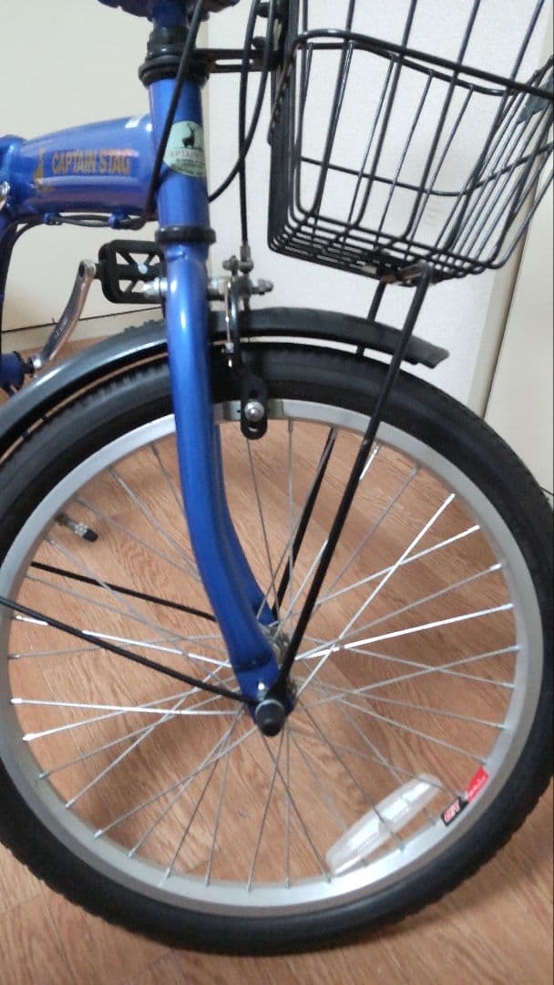 CAPTAIN STAG 折り畳み自転車 青色 前バスケット付 引取限定 愛知県
