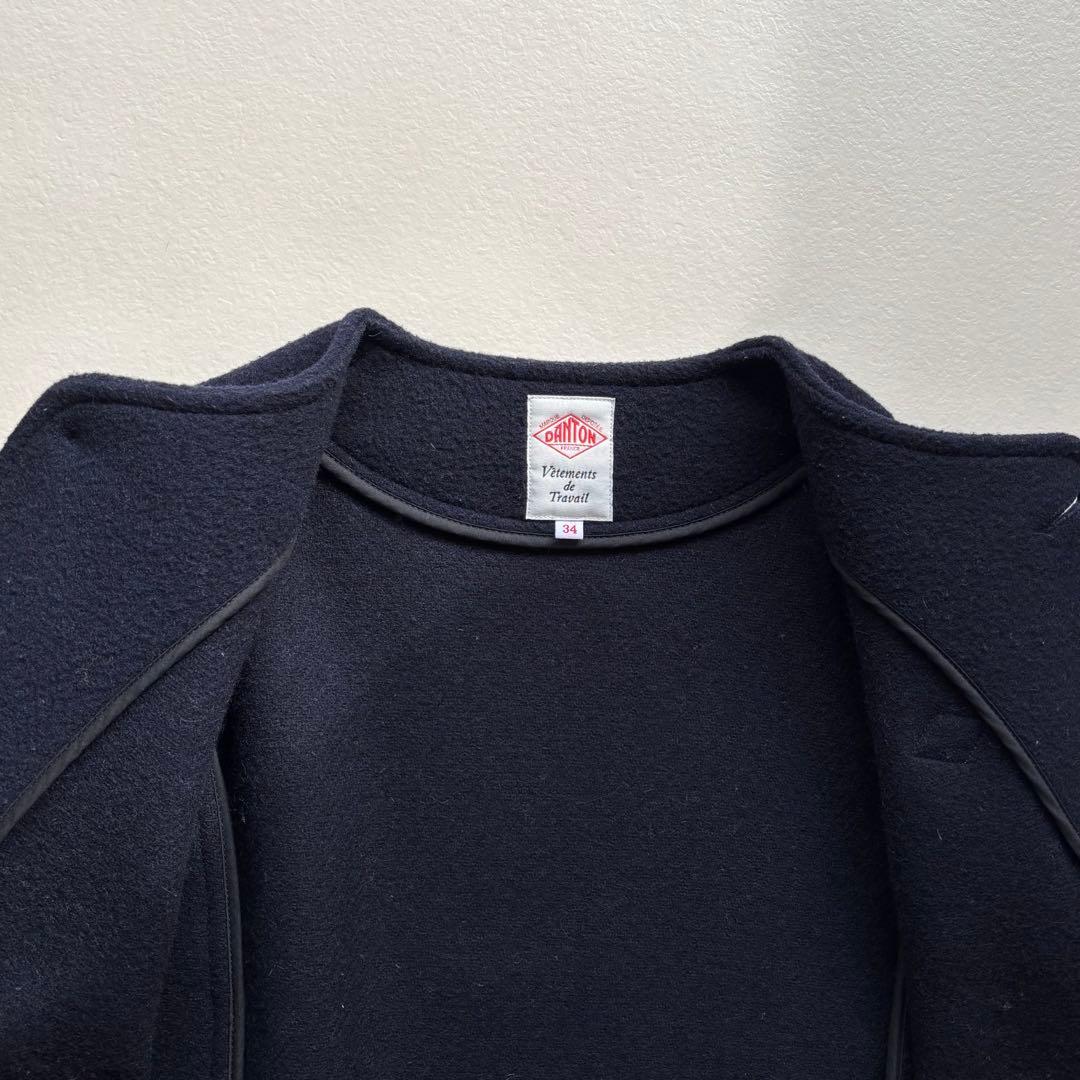 ダントン ウールモッサ ノーカラージャケット　紺