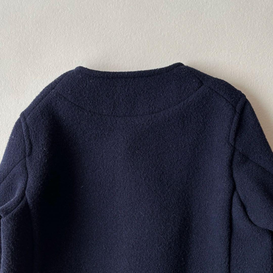 ダントン ウールモッサ ノーカラージャケット　紺