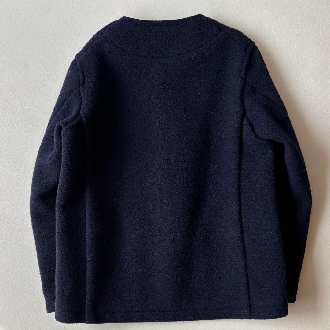 ダントン ウールモッサ ノーカラージャケット　紺