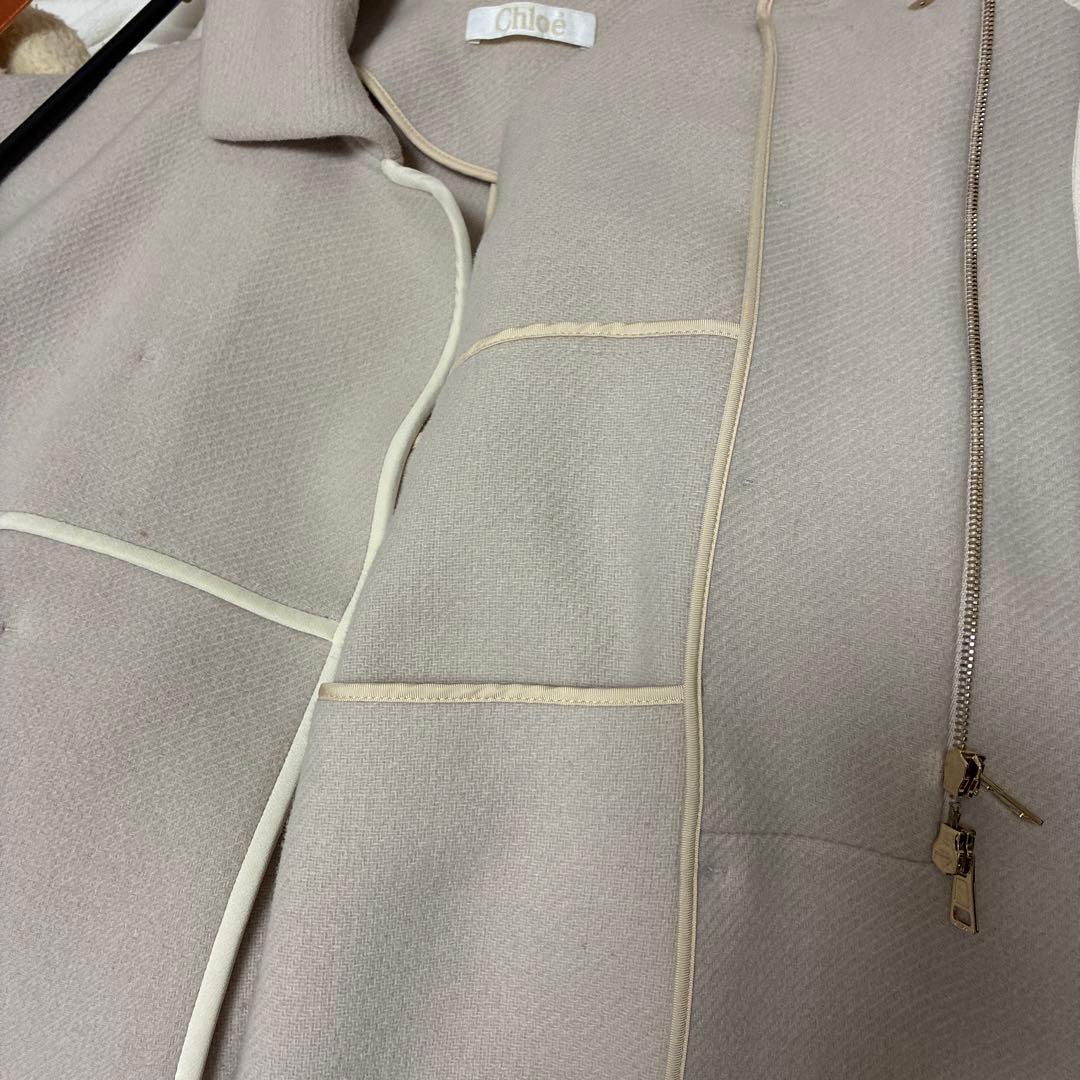 お値下げ　クロエChloé パイピングロングコート ジップアップアウター