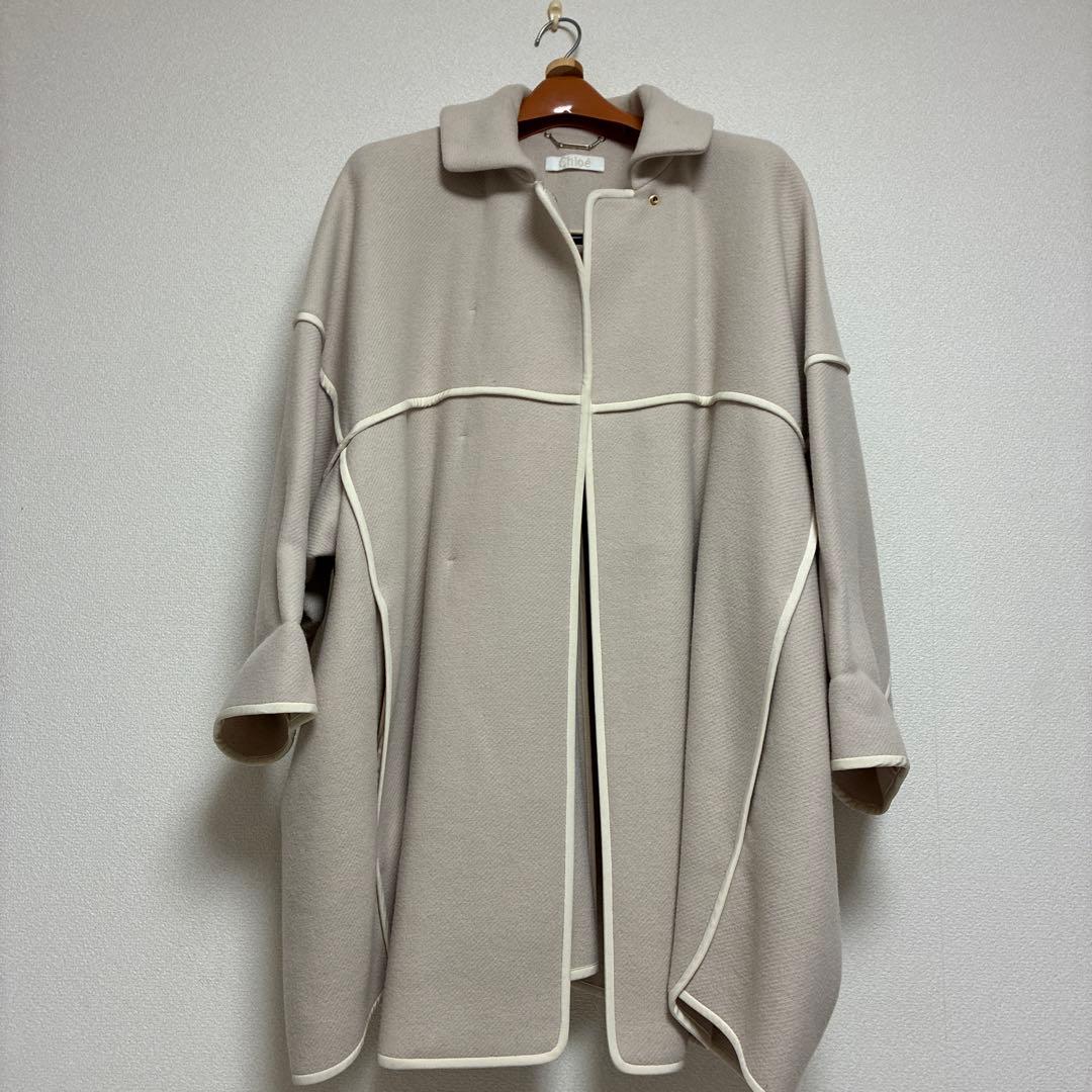 お値下げ　クロエChloé パイピングロングコート ジップアップアウター