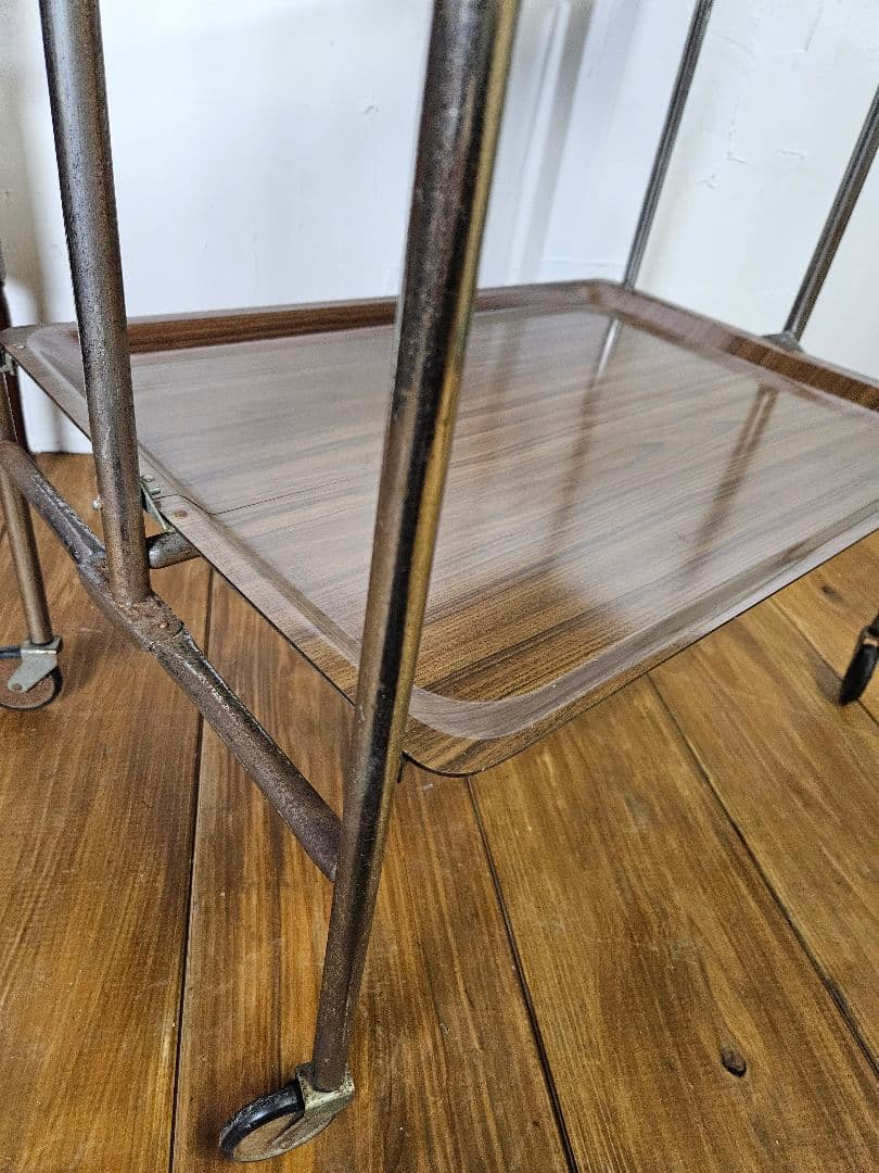 ドイツヴィンテージ フォールディング トロリーワゴン キャスター 折り畳み 棚