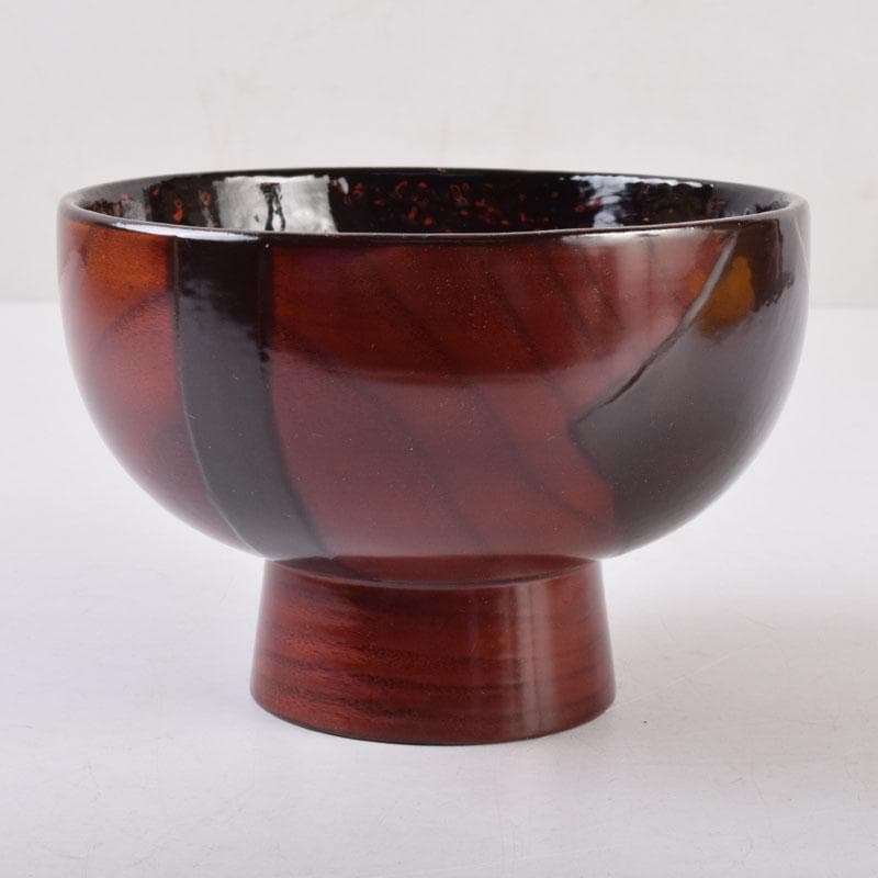 和食器　関谷二男作　漆塗　高台汁椀　五客　共箱　C　8494