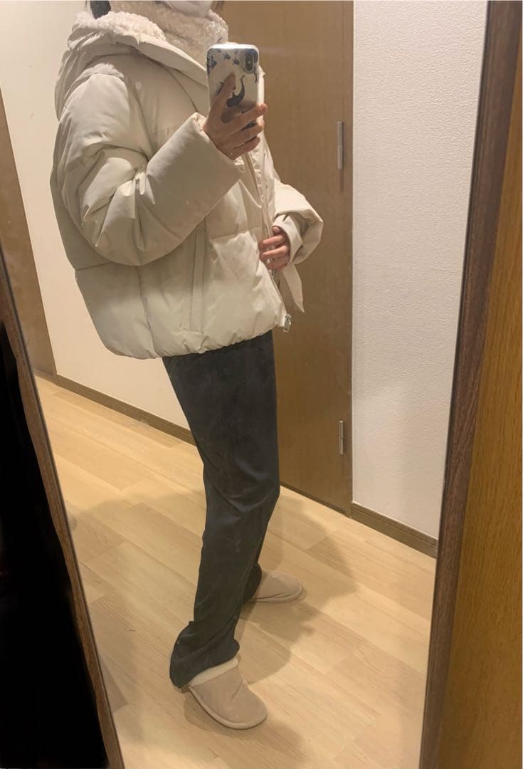 ZARA フェイクシープスキンフード付き撥水ウィンドブレーカー　XL 着画有り