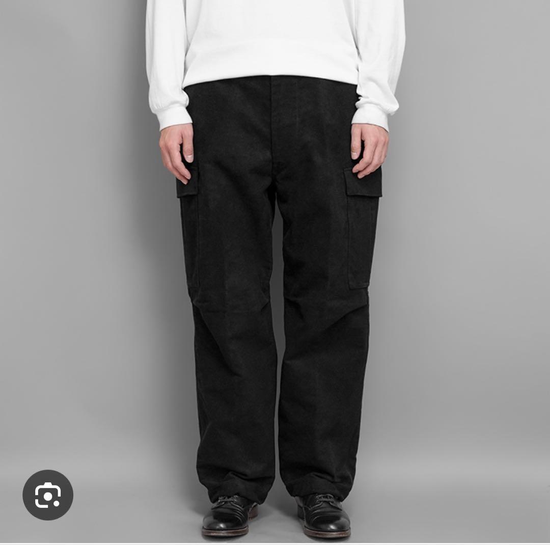 COMOLI 1 モールスキンBDUパンツ ブラック カーゴパンツ