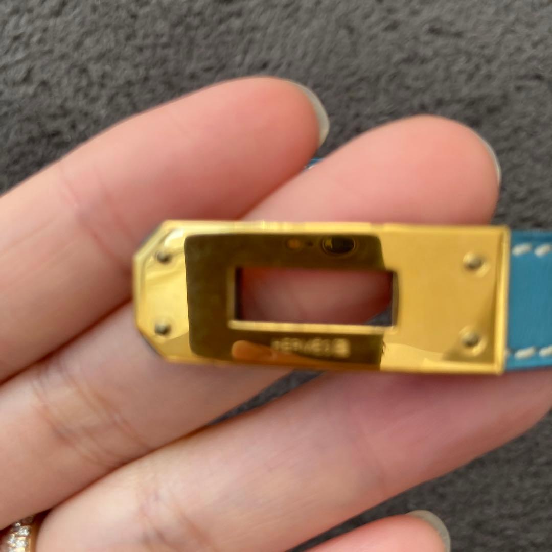 HERMES エルメス　ケリー　ブレスレット　ブルー× ゴールド