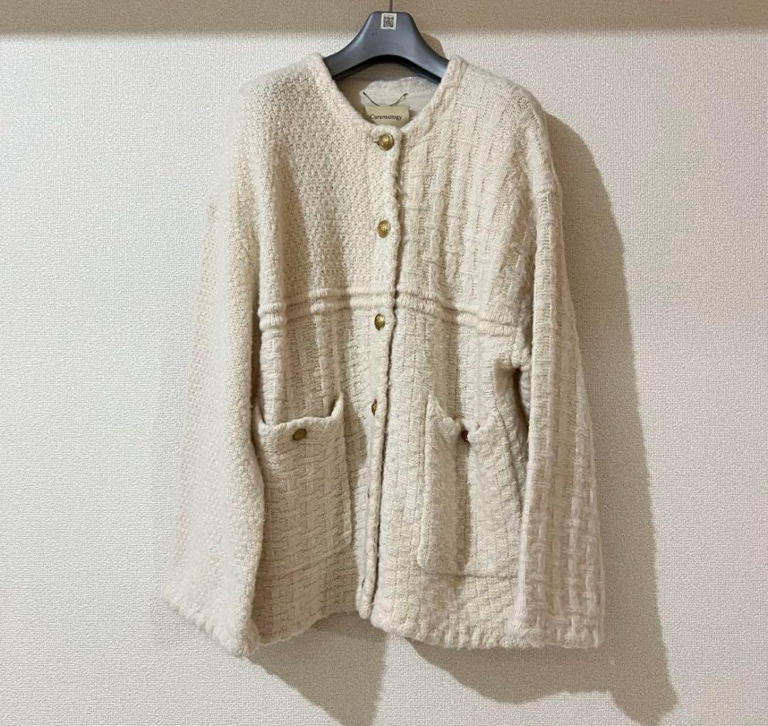 Curensology(カレンソロジー) レリーフジャガードカーディガン