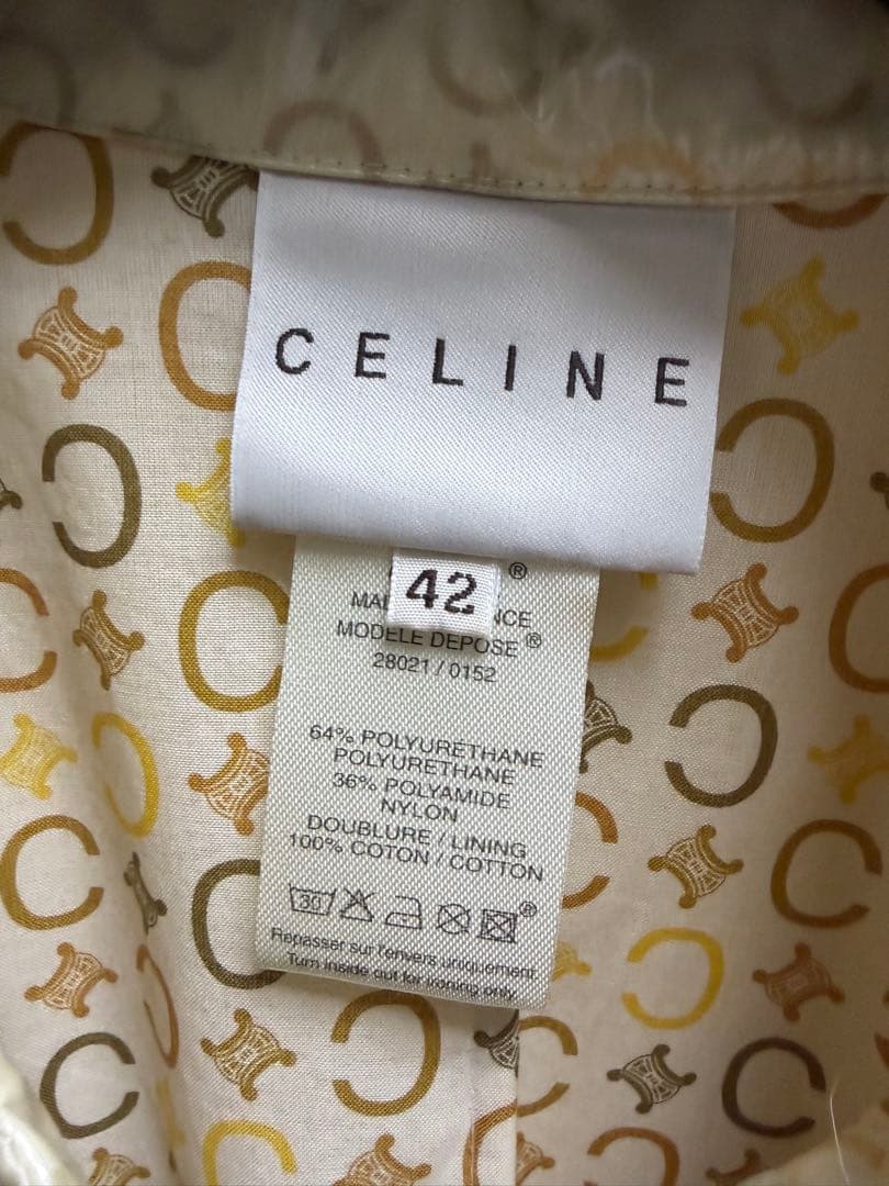 CELINE ロゴパターン トレンチコート アイボリー 42