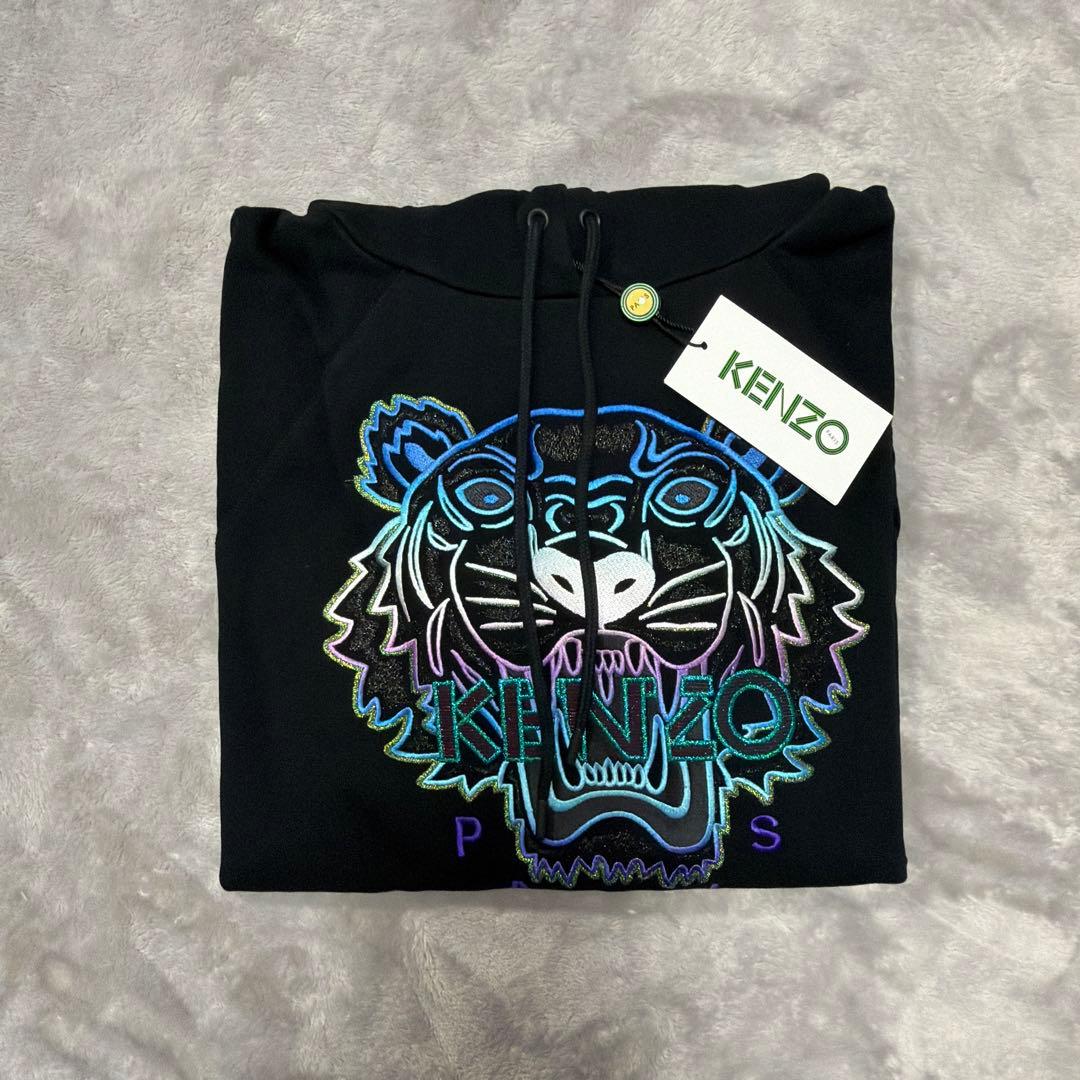 新品　KENZO パーカー　タイガー　フーディ　S 黒　刺繍