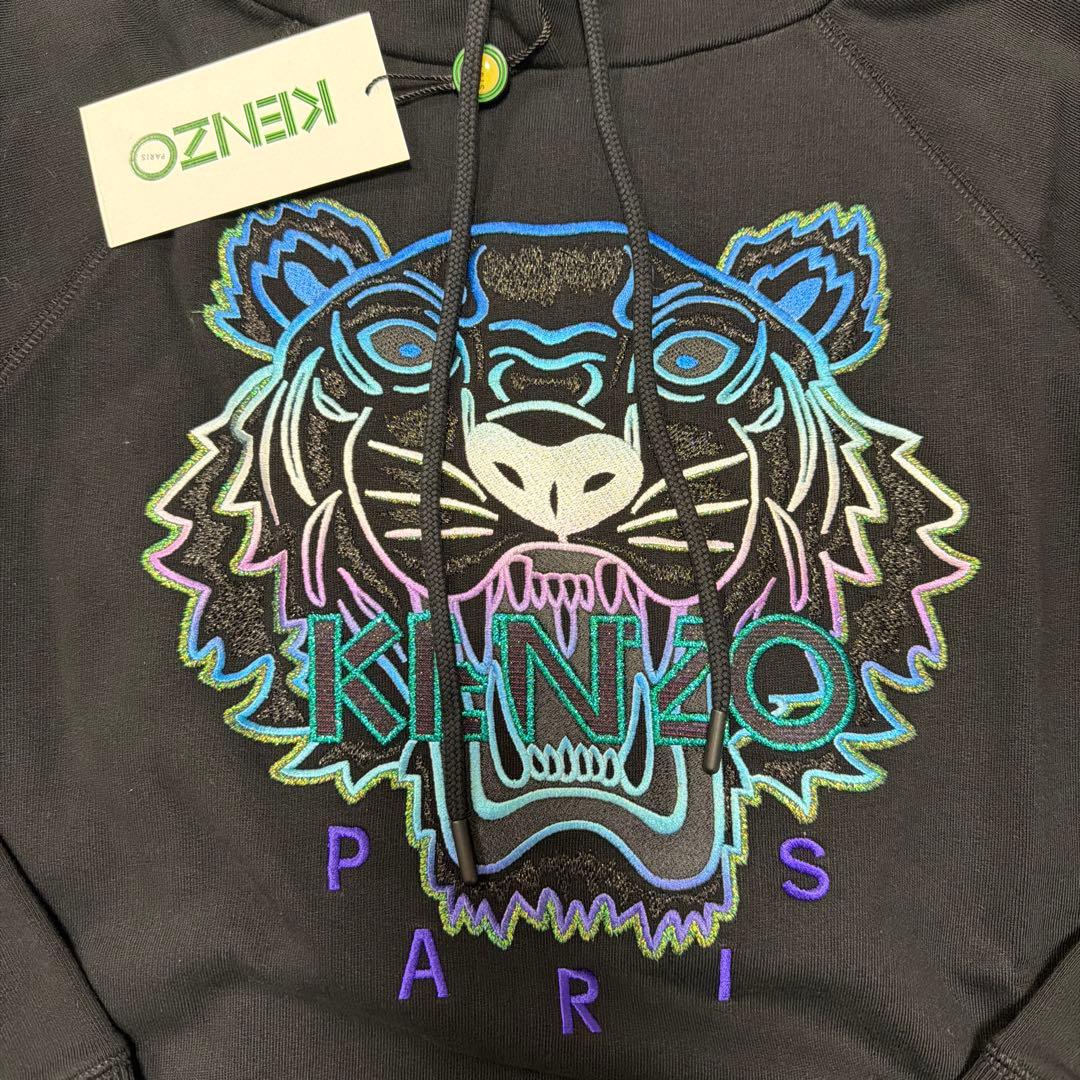 新品　KENZO パーカー　タイガー　フーディ　S 黒　刺繍