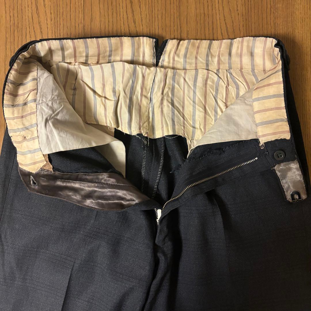 50s ヴィンテージスラックス ダークグレー チェック柄 片ツメ