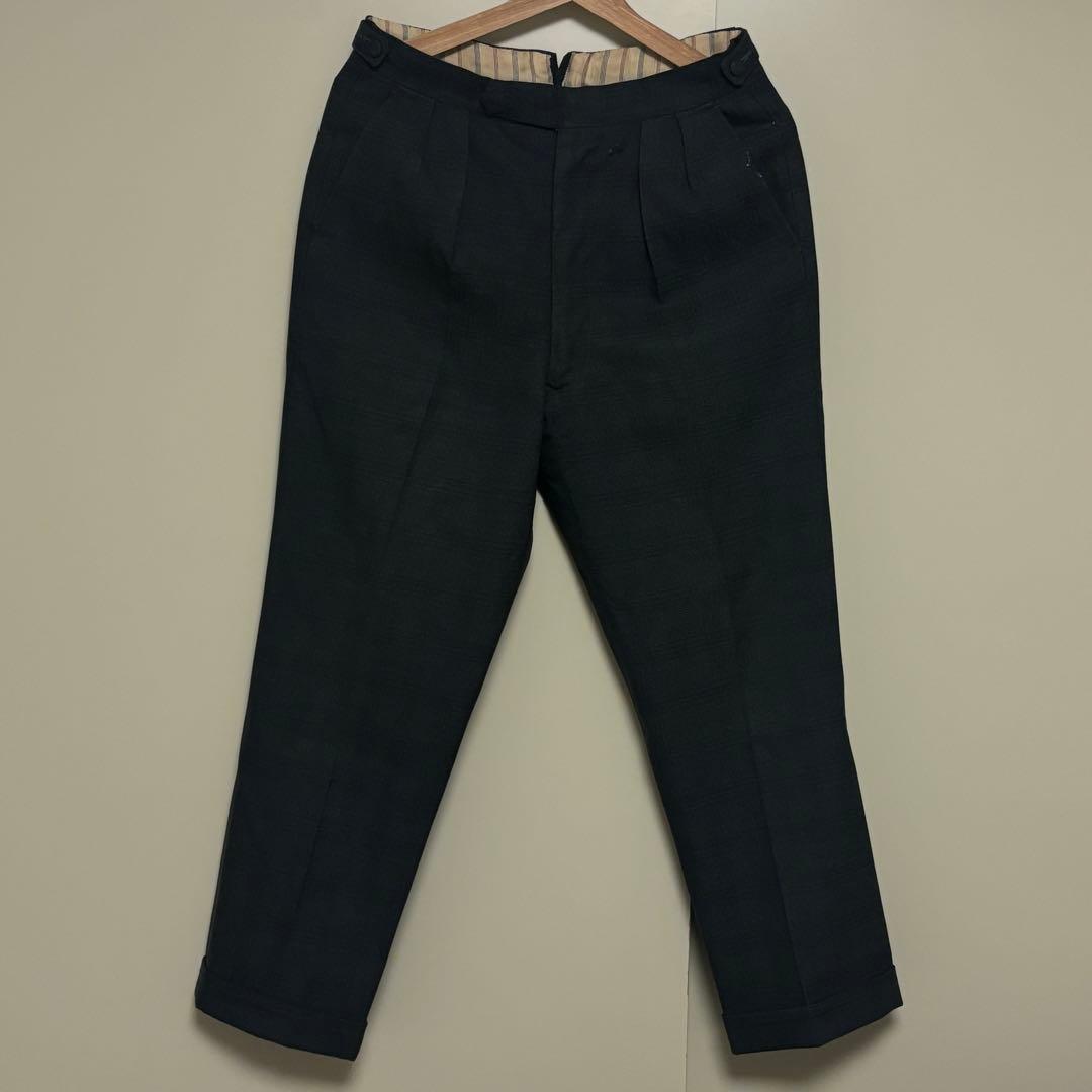 50s ヴィンテージスラックス ダークグレー チェック柄 片ツメ