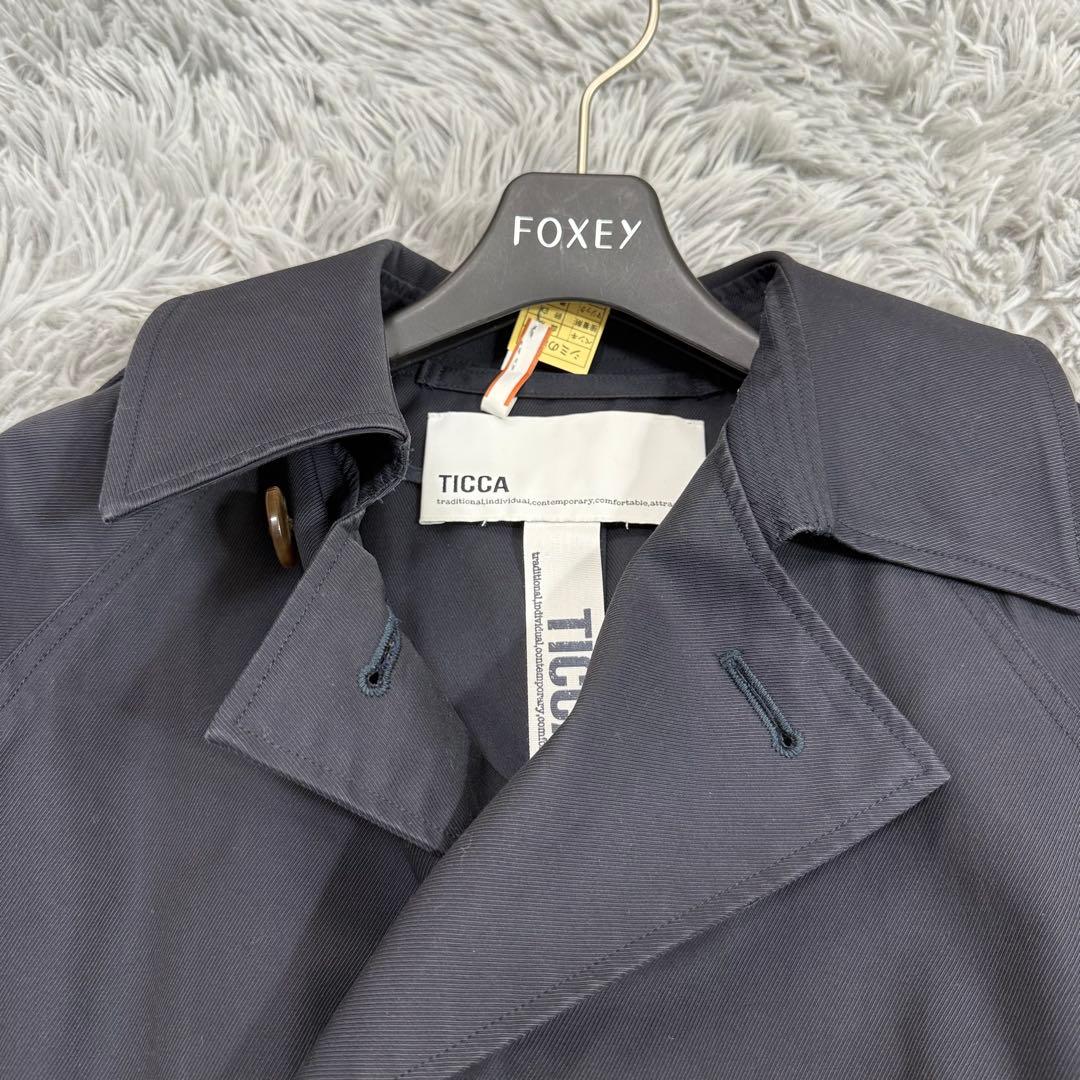 美品✨'20年 希少 ティッカ 撥水コットントレンチコート オーバーサイズ 紺色