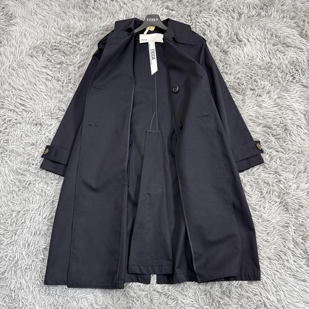 美品✨'20年 希少 ティッカ 撥水コットントレンチコート オーバーサイズ 紺色