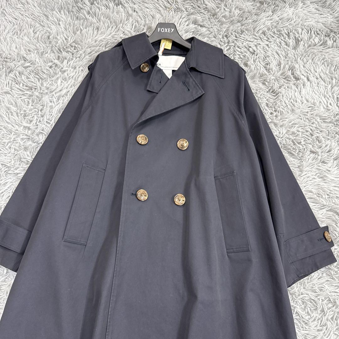 美品✨'20年 希少 ティッカ 撥水コットントレンチコート オーバーサイズ 紺色