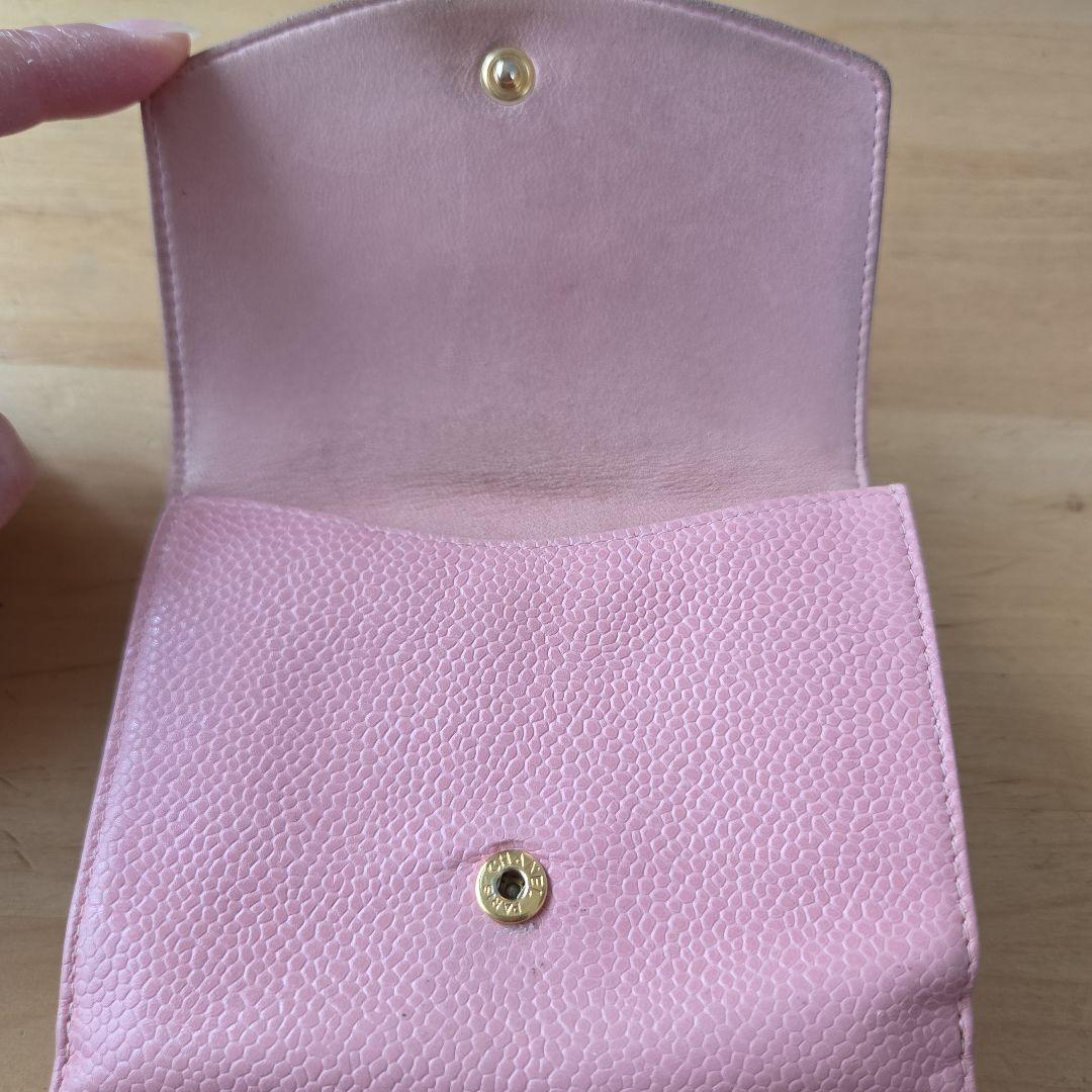 CHANEL キャビアスキン 二つ折り財布 ピンク　シャネル