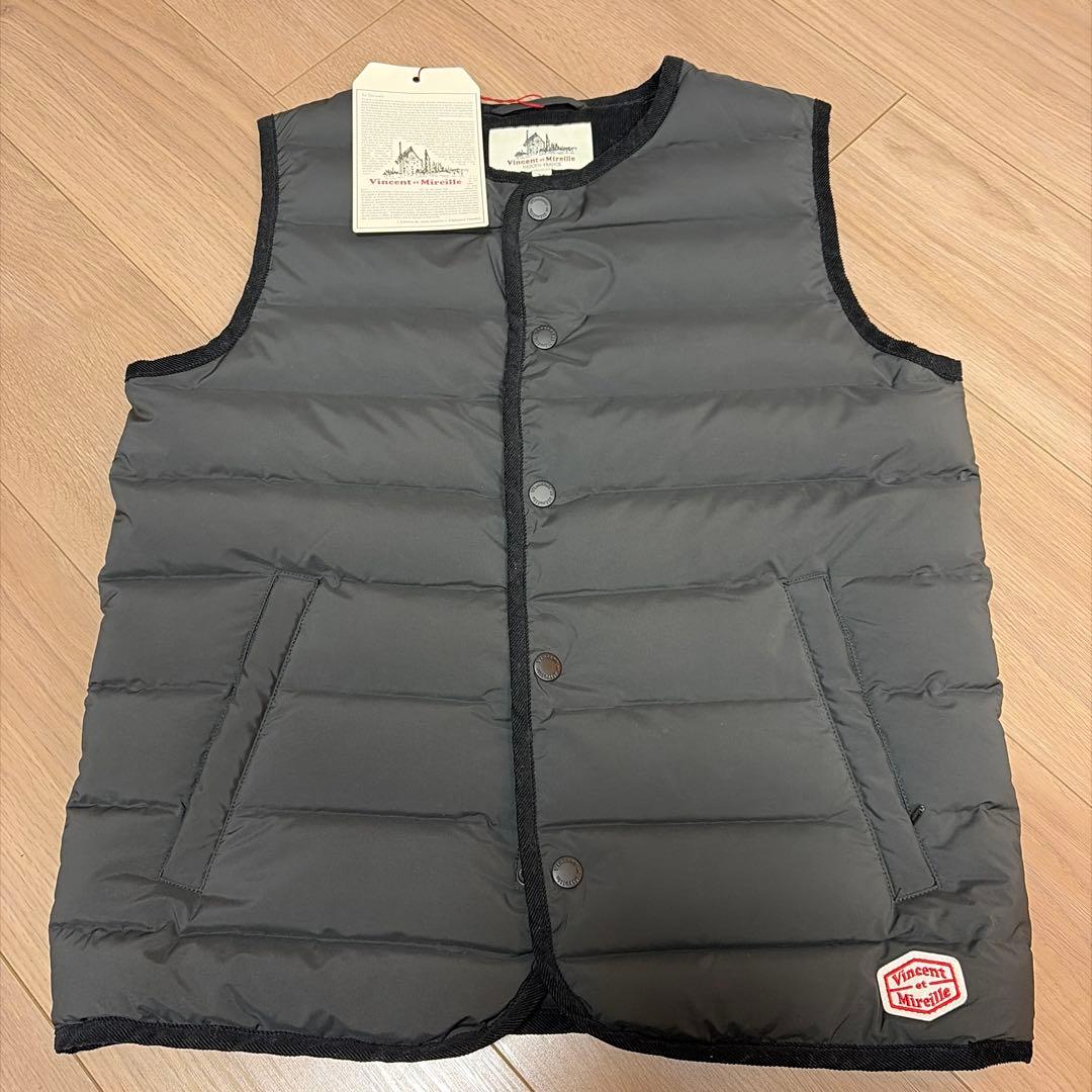 新品　Vincent et Mireille ブラックダウンベスト 36