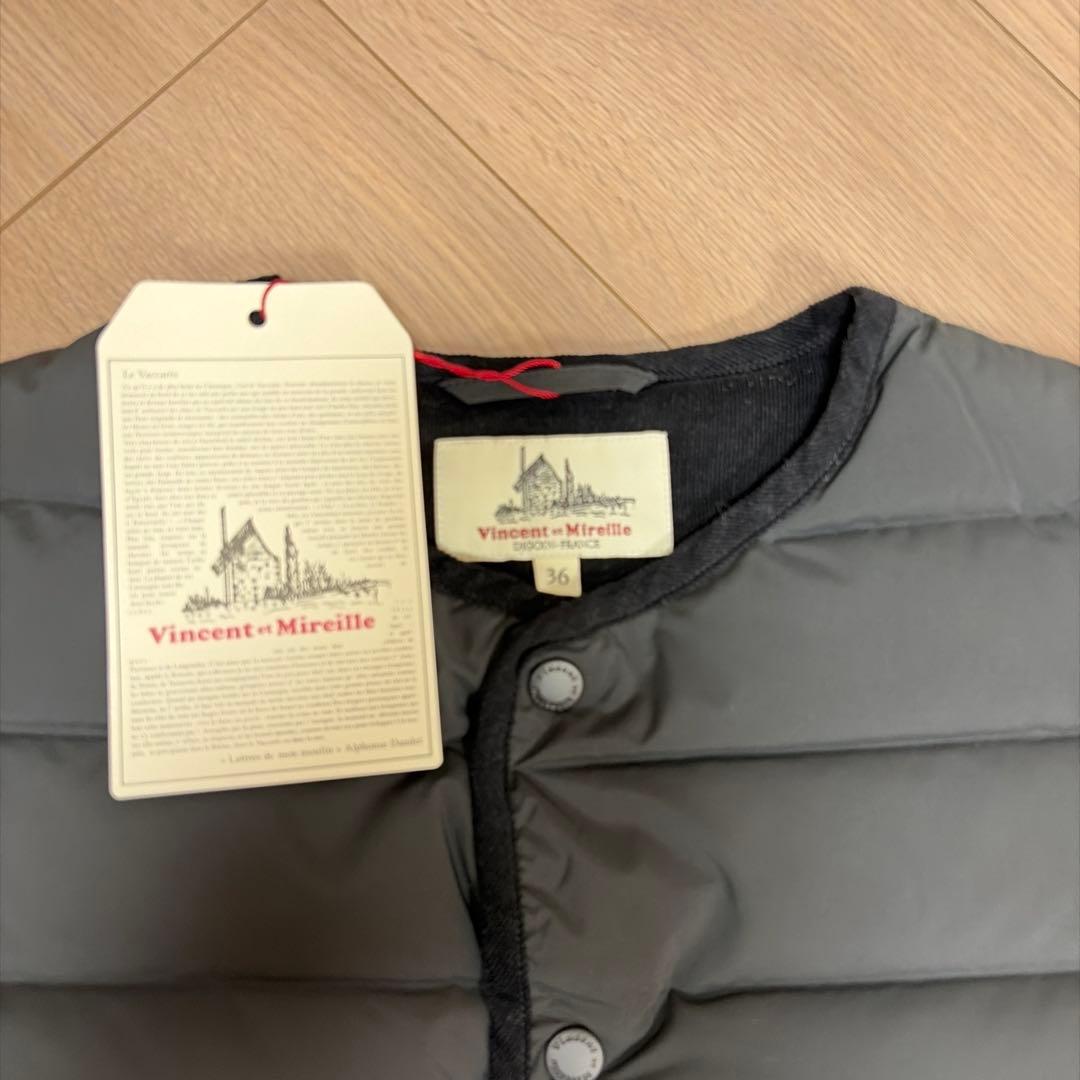 新品　Vincent et Mireille ブラックダウンベスト 36