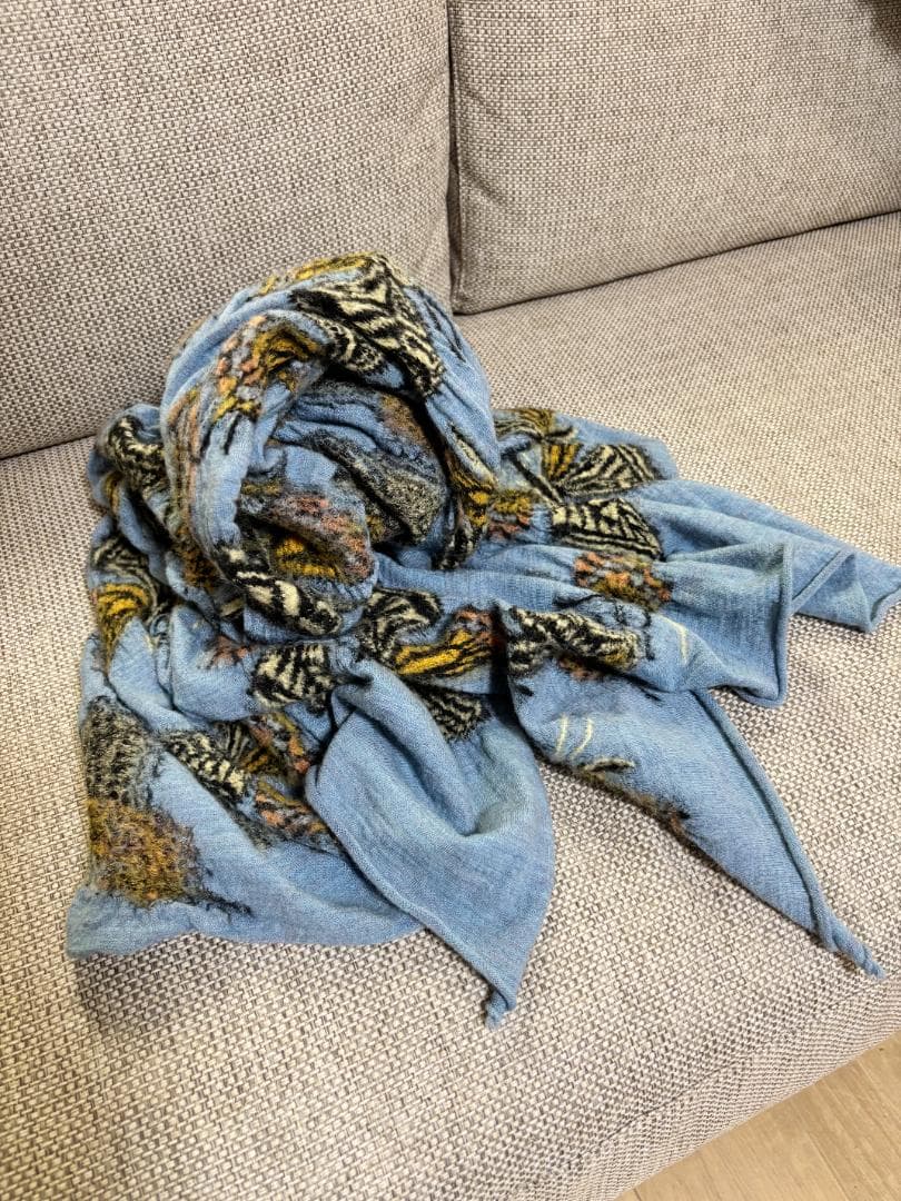 kapital ウール縮絨　マフラー 　アゲハ蝶　サックスブルー