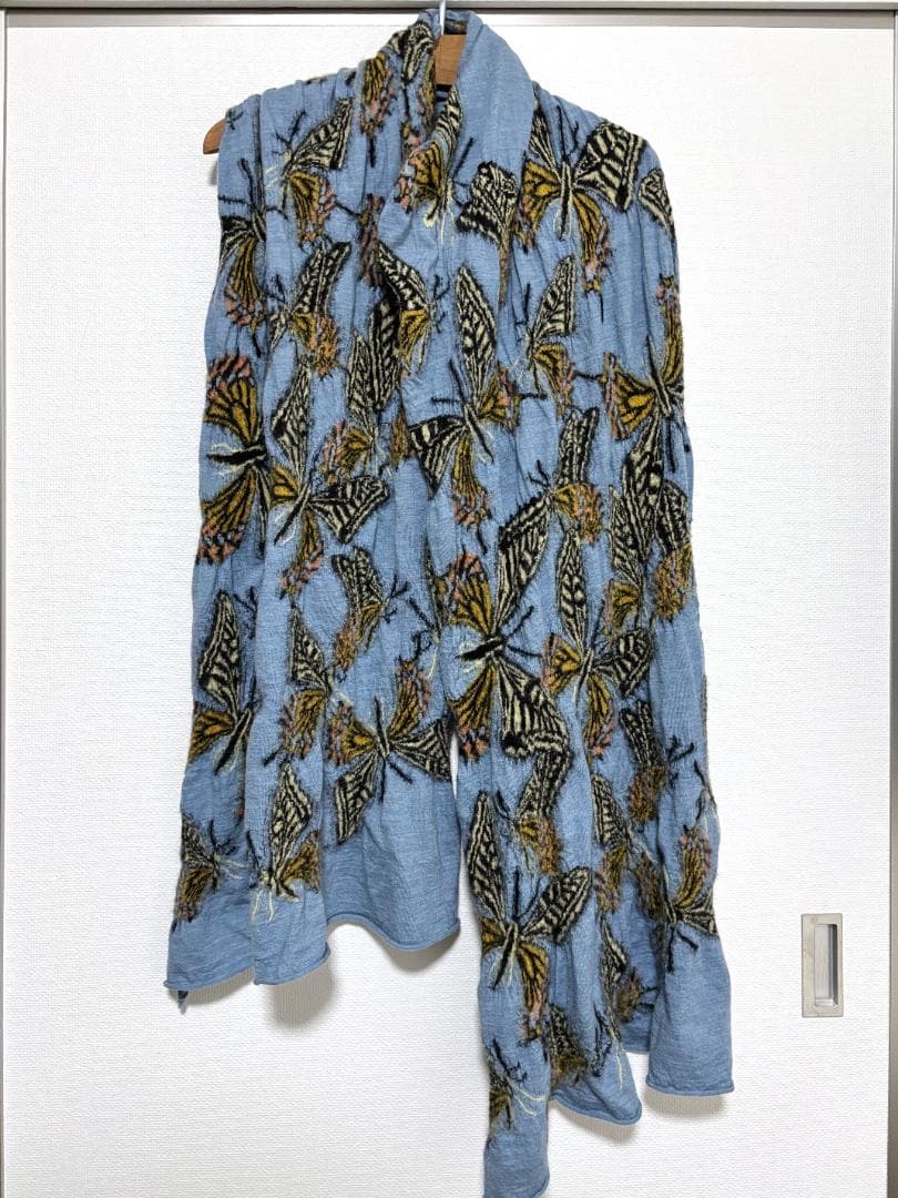 kapital ウール縮絨　マフラー 　アゲハ蝶　サックスブルー