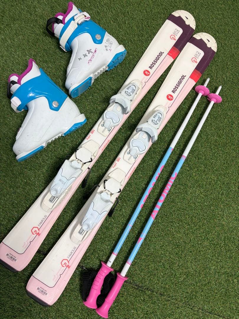 Rossignol スキー 3点 セット + Atomic ポール＋ブーツ 子供
