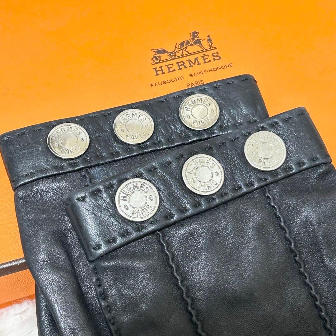 【美品】エルメス HERMES グローブ 手袋 セリエボタン