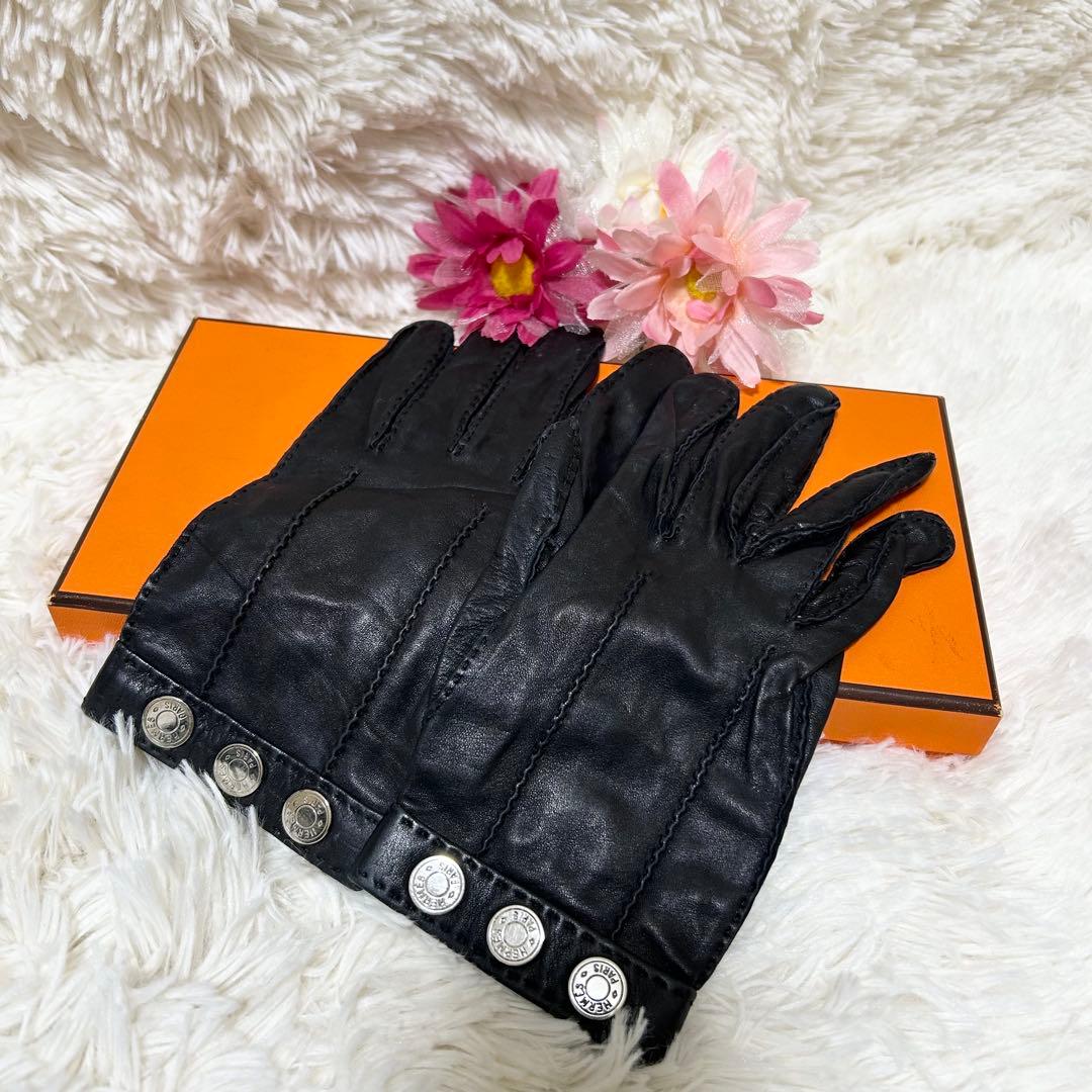 【美品】エルメス HERMES グローブ 手袋 セリエボタン