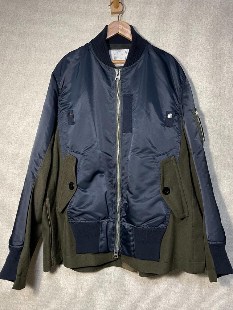 sacai サカイ　ドッキング　MA1　MA-1　ブルゾン　コートスウェット