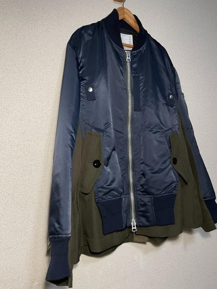 sacai サカイ　ドッキング　MA1　MA-1　ブルゾン　コートスウェット