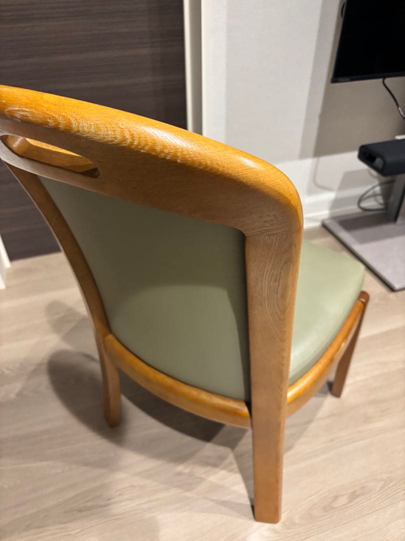 浜本工芸 ダイニングチェア 2800 ダークオーク レザー グレー