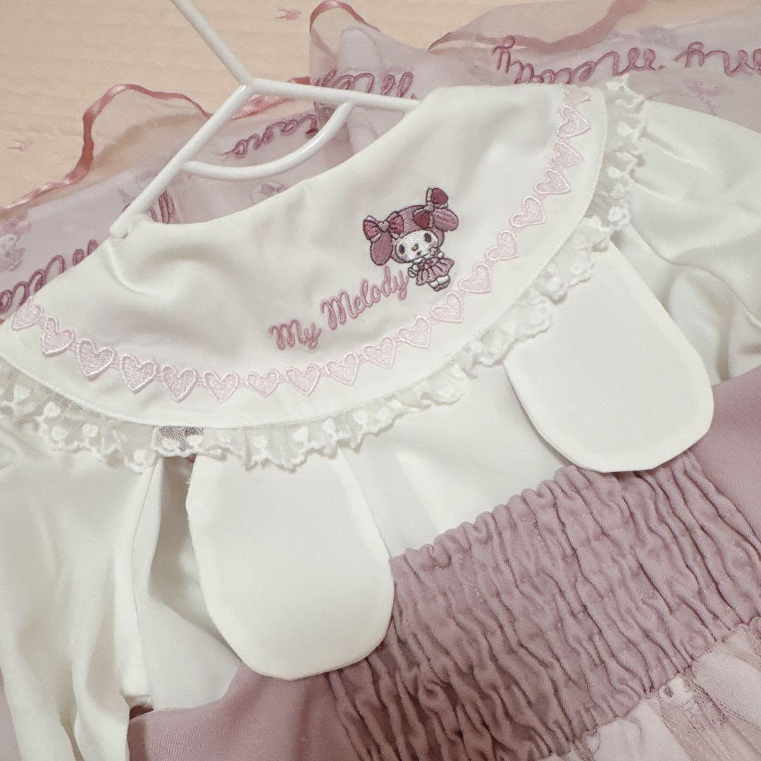 メゾピアノ マイメロディコラボ ジャンバースカート ブラウスセット