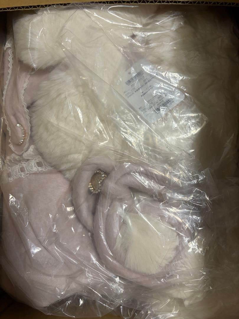 [未使用] lizlisa シャギーツインリボンポンチョ ピンク