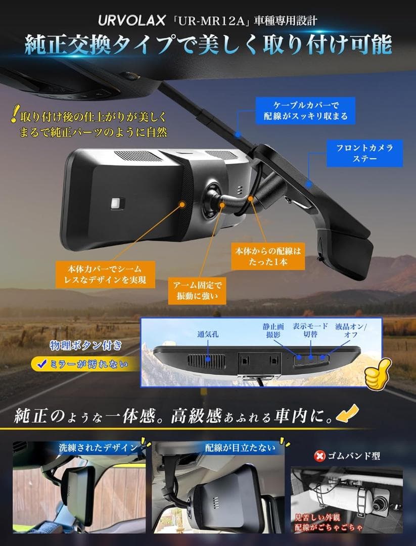 【新品未開封】URVOLAX デジタルインナーミラー UR-MR12A
