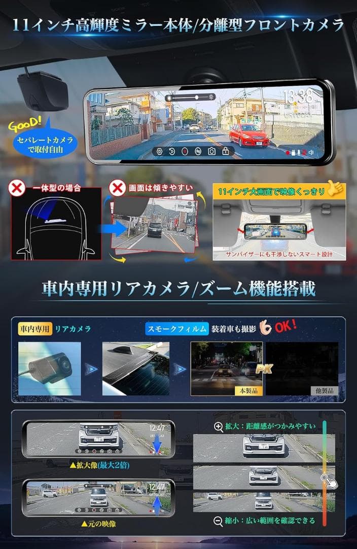 【新品未開封】URVOLAX デジタルインナーミラー UR-MR12A