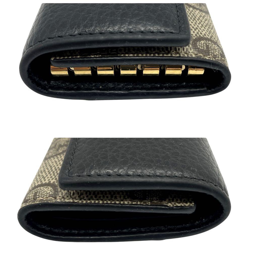 【未使用級 極美品】グッチ ダブルG バイカラー 6連キーケース ブラック 現行