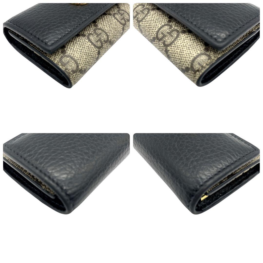 【未使用級 極美品】グッチ ダブルG バイカラー 6連キーケース ブラック 現行