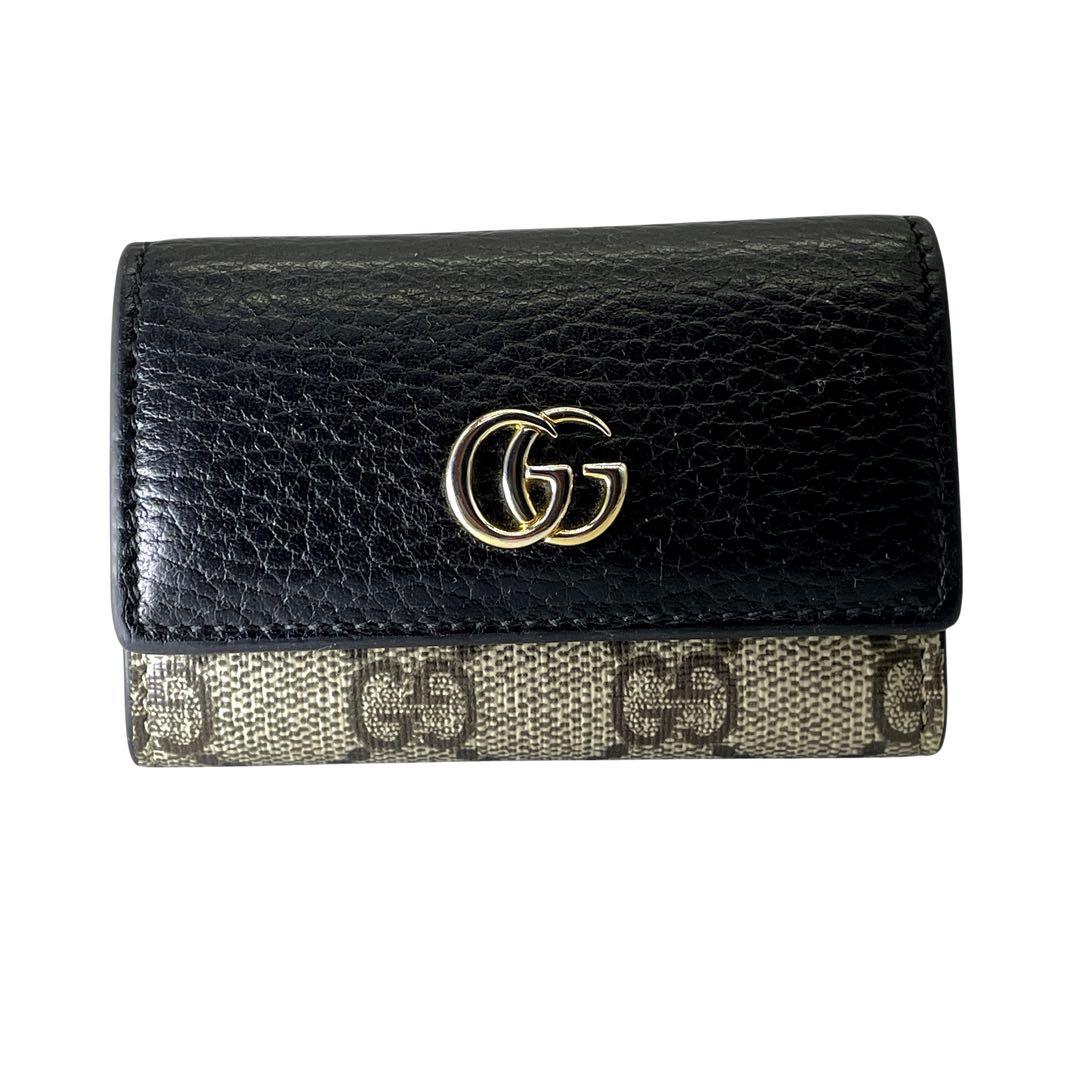 【未使用級 極美品】グッチ ダブルG バイカラー 6連キーケース ブラック 現行