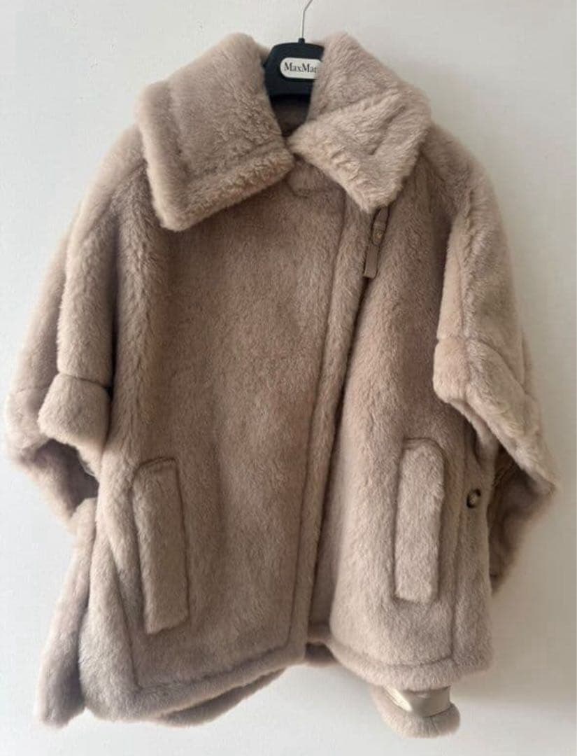 最終価格 Maxmara Newmanto sandテディベアケープニューマント