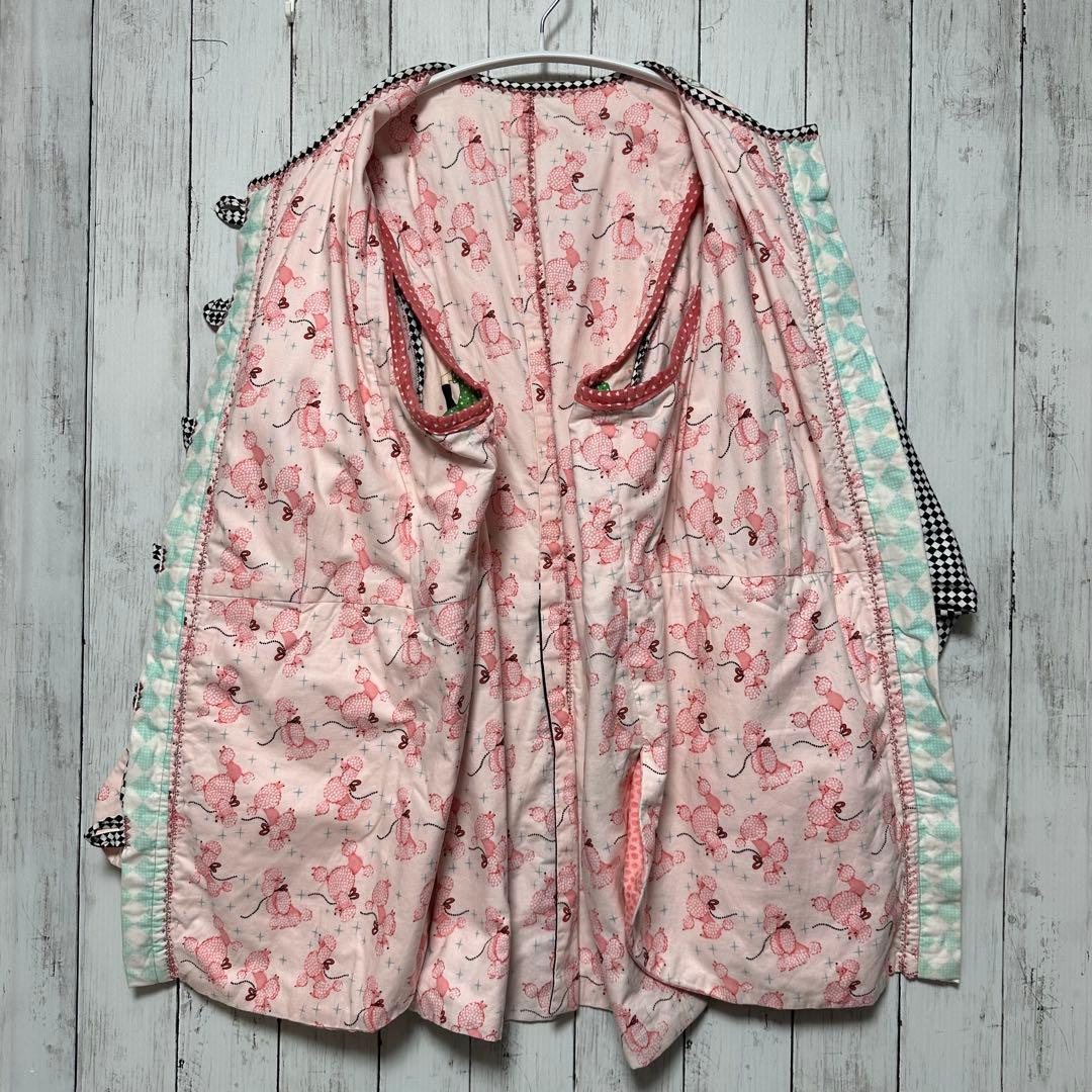 【希少☆総柄パッチワークジャケット】輸入古着☆チェッカー柄☆レオパード　F