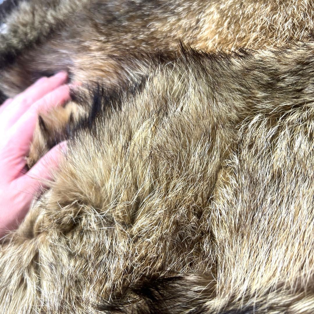 本革　裏地付レザー　狸毛皮敷物　尻あて尻皮　ヒップガード　登山　キャンプ　スキー