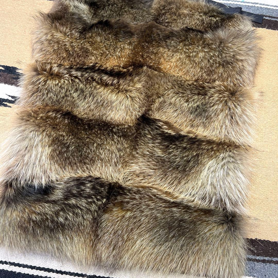 本革　裏地付レザー　狸毛皮敷物　尻あて尻皮　ヒップガード　登山　キャンプ　スキー