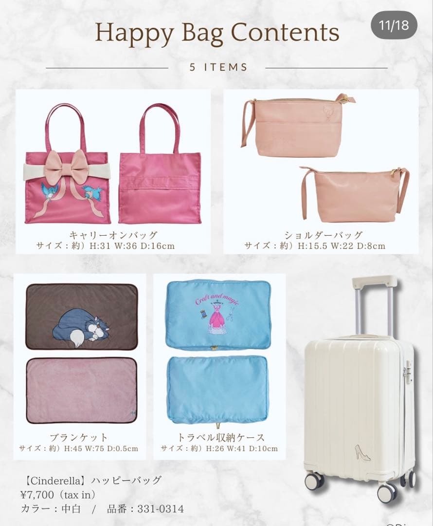 しまむら　ちはる　コラボ　シンデレラ　ハッピーバッグ　キャリーケース　5点セット
