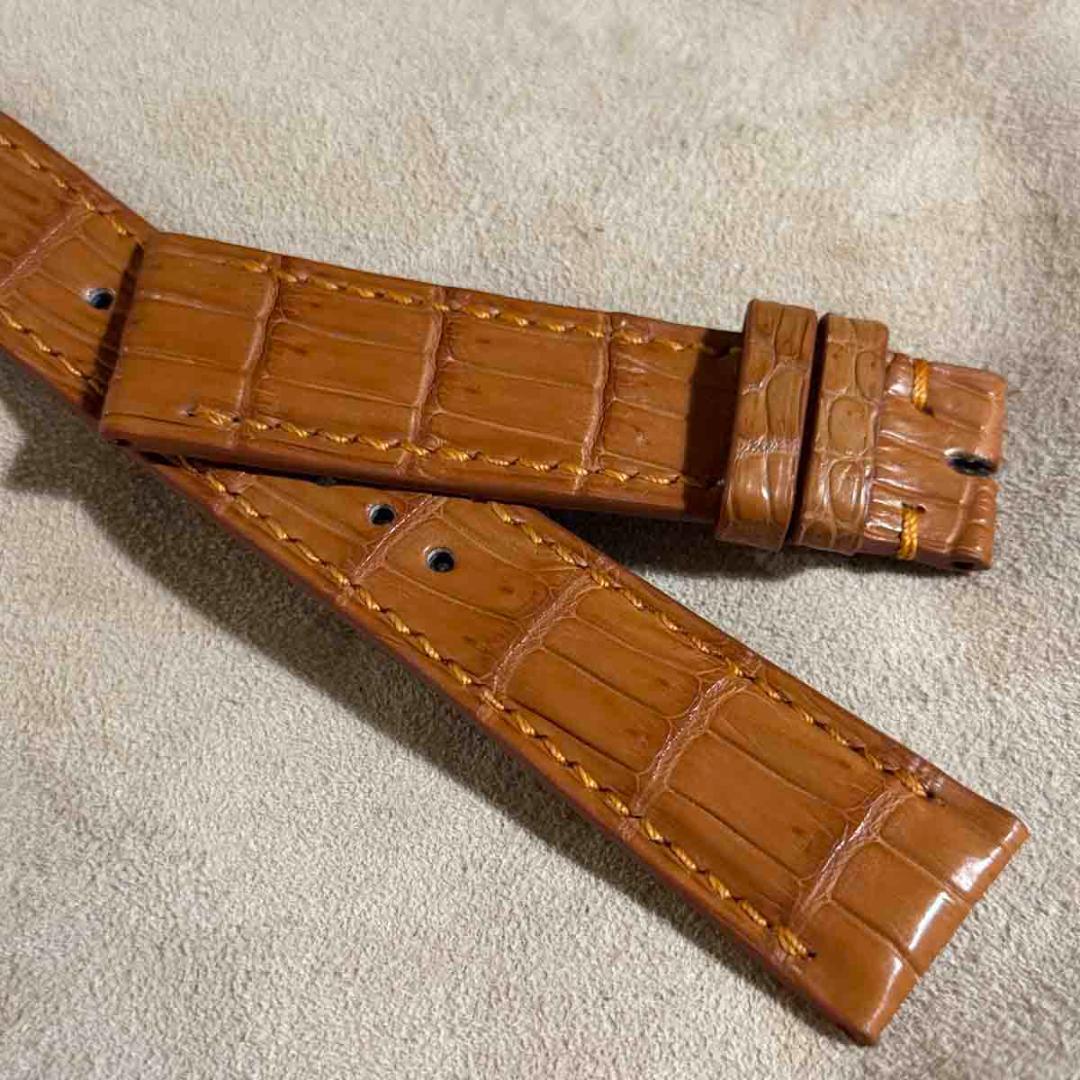 cro-1817 クロコダイル 腕時計ベルト ライトブラウン ラグ幅21mm