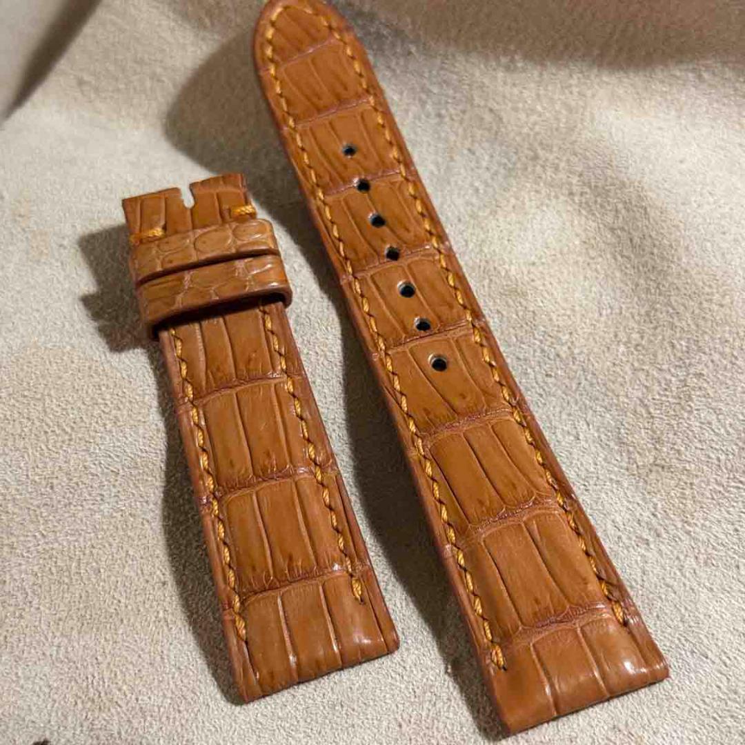 cro-1817 クロコダイル 腕時計ベルト ライトブラウン ラグ幅21mm