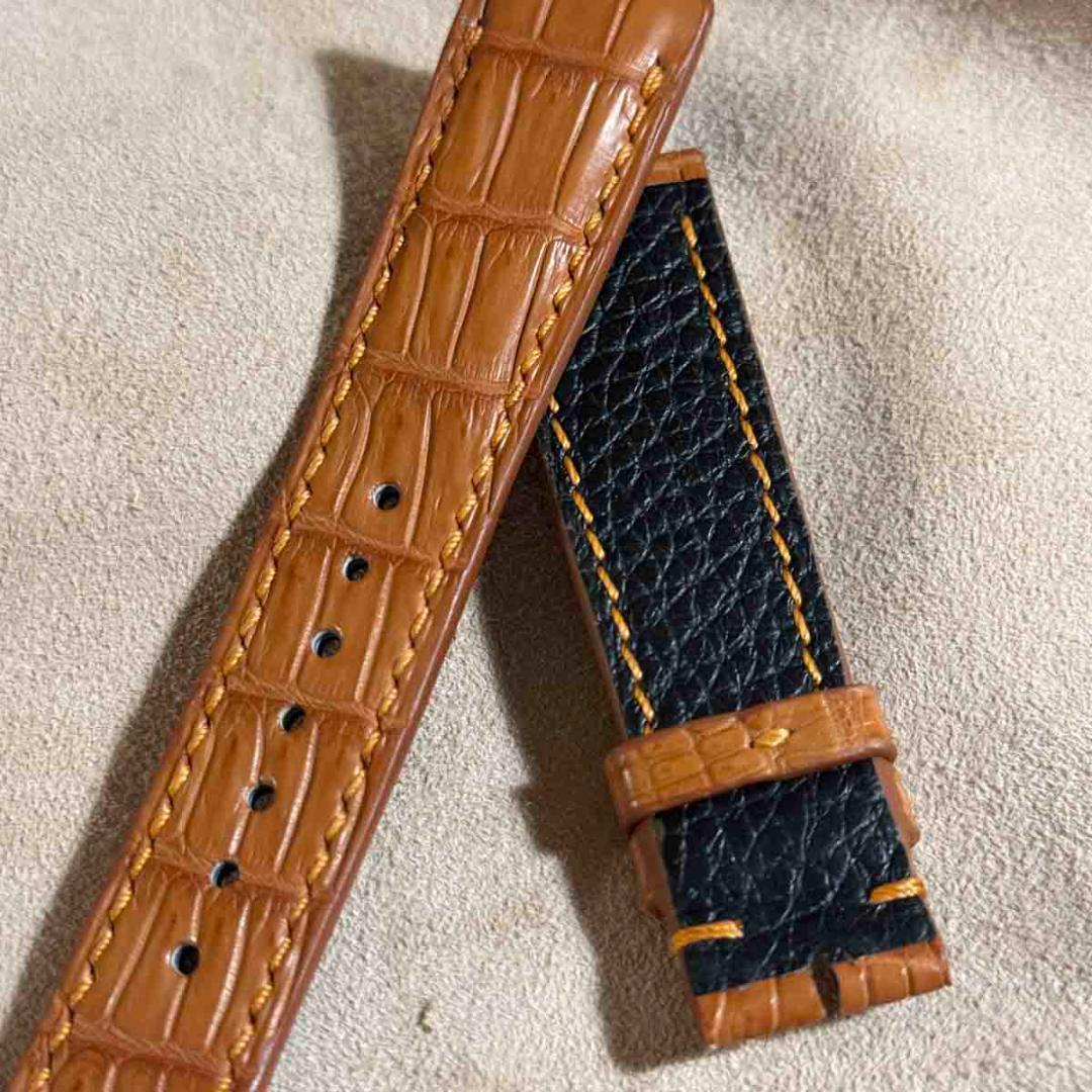 cro-1817 クロコダイル 腕時計ベルト ライトブラウン ラグ幅21mm