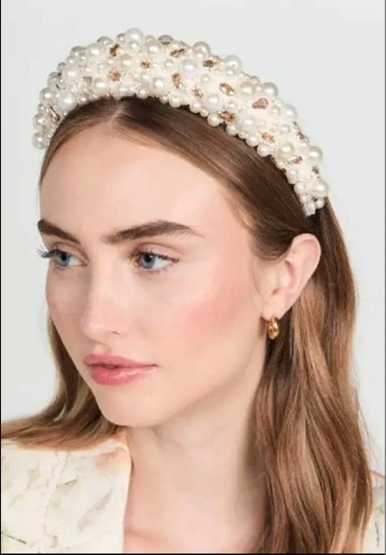 deepa gurnani パール　カチューシャ　結婚式　前撮り　髪飾り