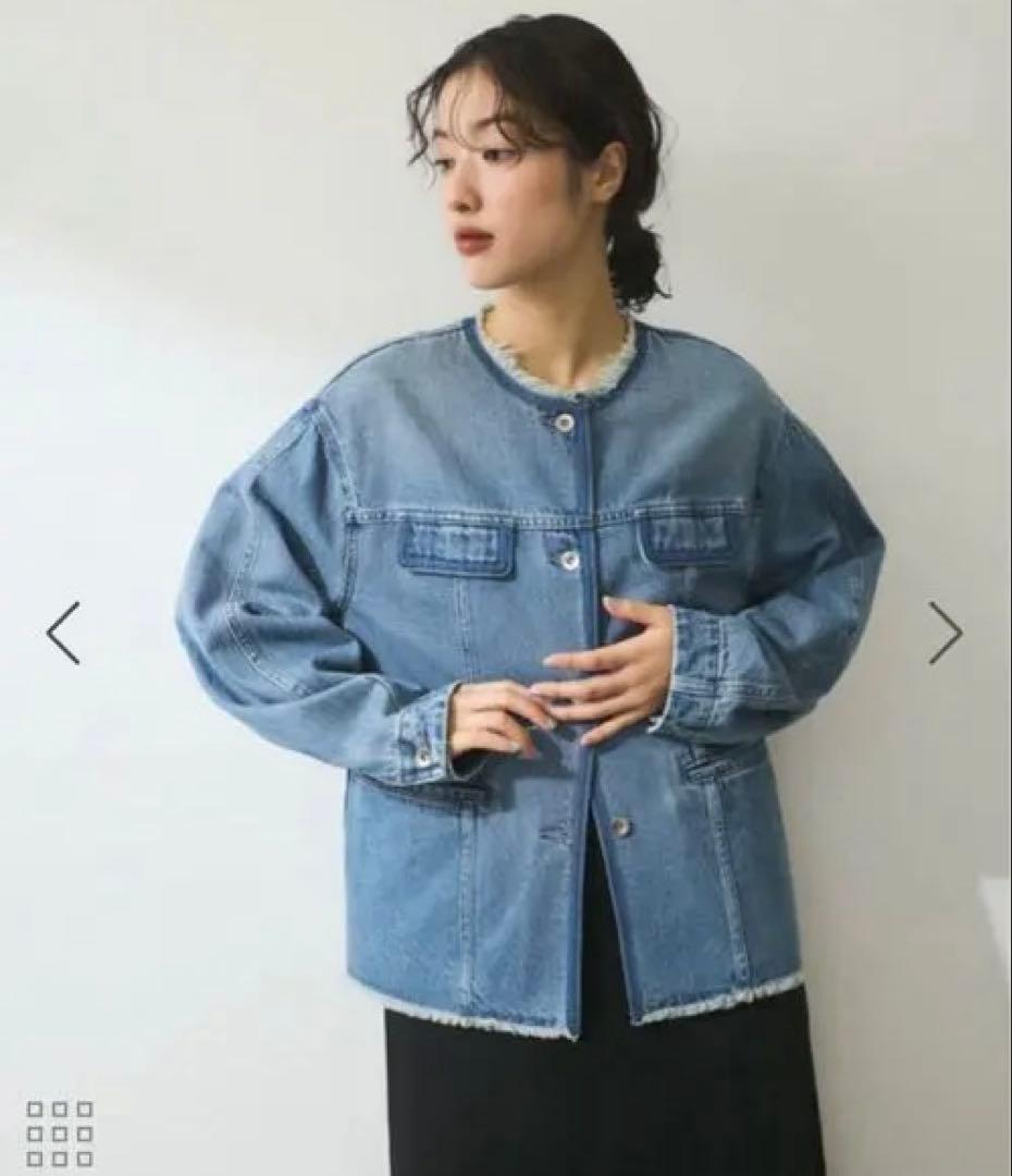 即発⭐︎アダムエロペ　今期　完売　デニムフリンジブルゾン