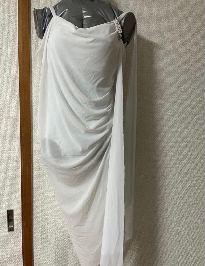 社交ダンス ラテンドレス ホワイト 衣装 ドレープ